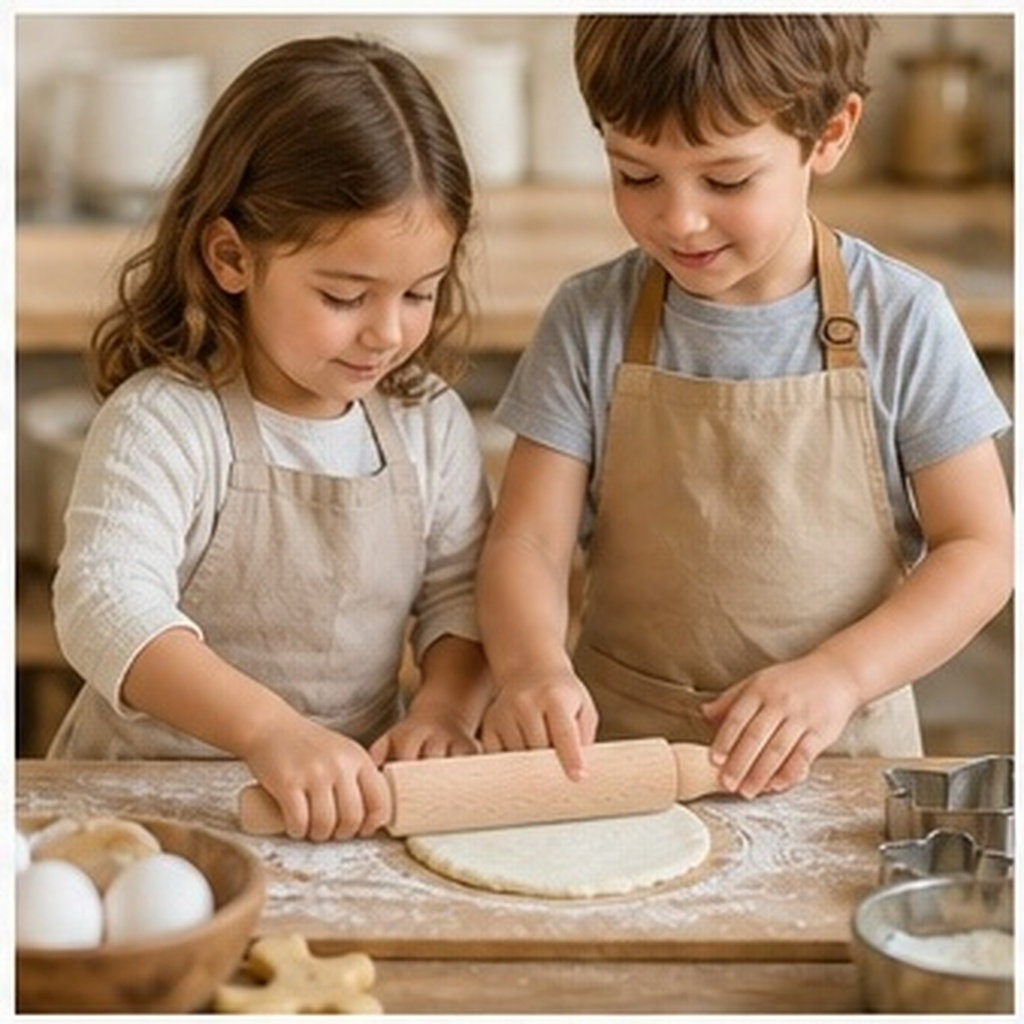 Kitchen Roller Baking - Ahşap Mini Merdane, Fırıncılık İçin, Noel